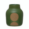 Round Stoneware w/ Circle Design Green Vase