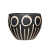 Round Hand-Painted Stoneware Planter w/ Pattern, Reactive Glaze, Black & Cream