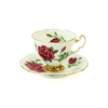 Saucer - White w/Pink Roses and Gold Trim