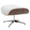 Ottoman - Eames White Leather Curved Wood