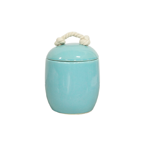 Blue Green Jar with Rope handle Small