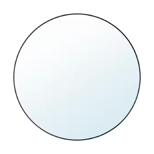 Round Black Thin Frame Mirror