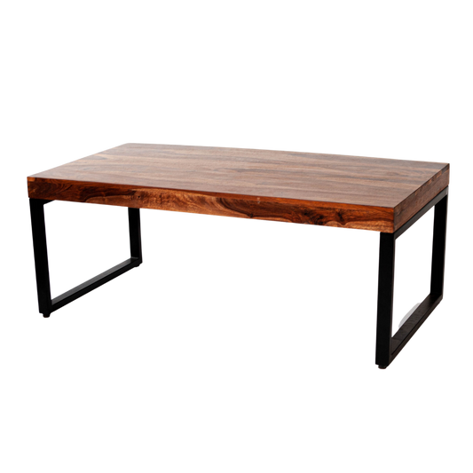 Rectangle Wood Top Coffee Table Black Legs