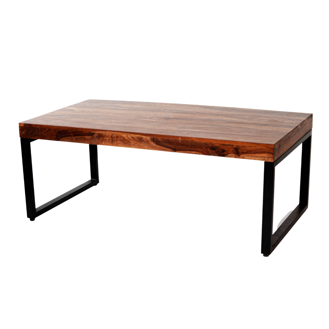 Rectangle Wood Top Coffee Table Black Legs