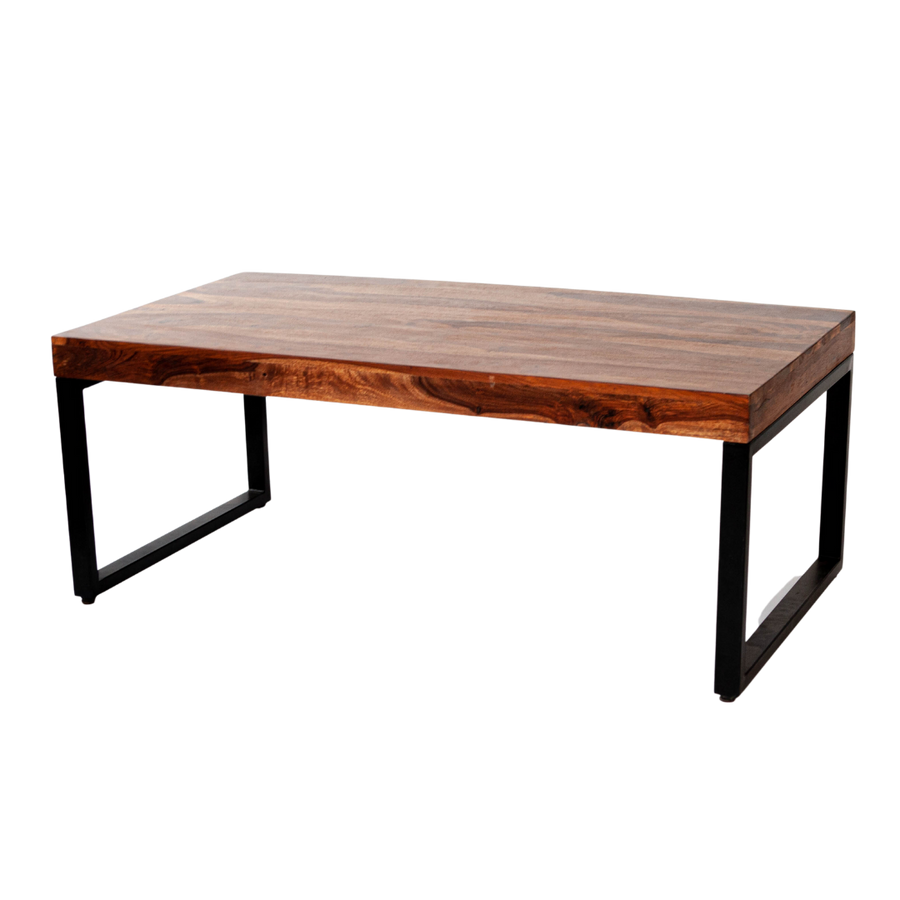 Rectangle Wood Top Coffee Table Black Legs