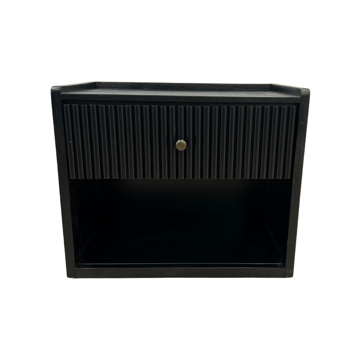 Black One-Drawer Storage Shelf Side Table