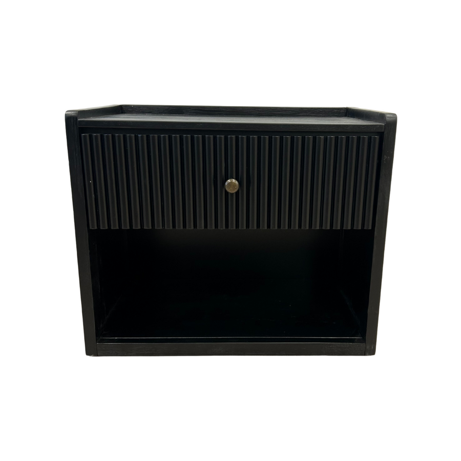 Black One-Drawer Storage Shelf Side Table