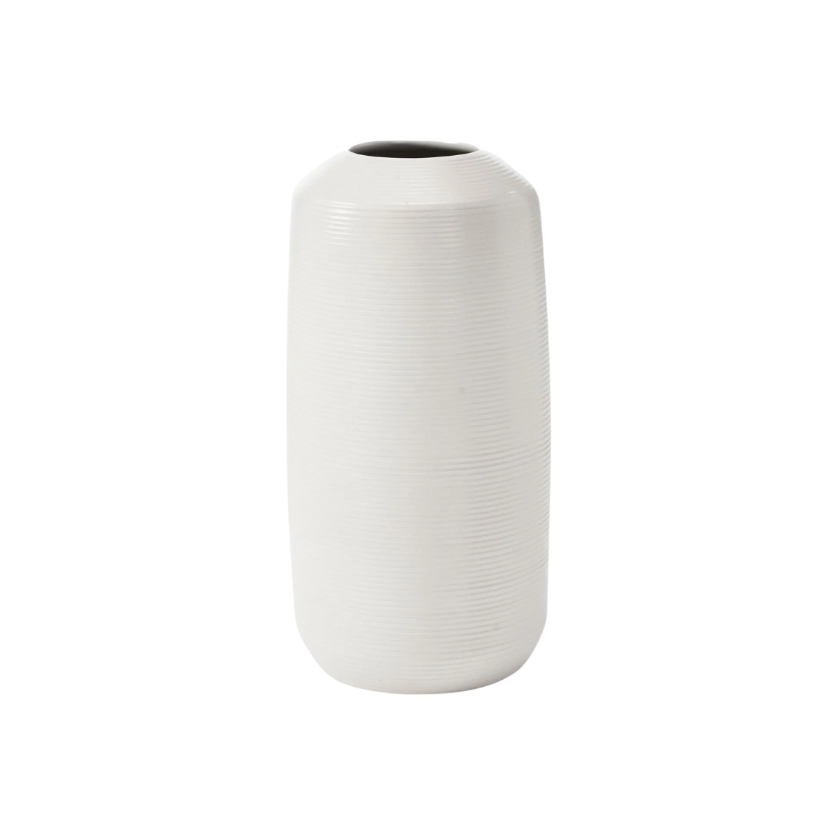 Kavali Ribbed Off-White Ceramic Vase