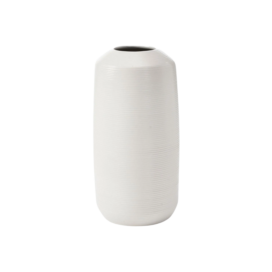 Kavali Ribbed Off-White Ceramic Vase