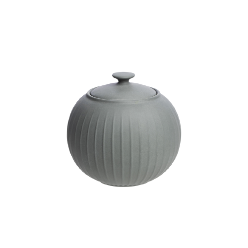 Sugar Bowl - Matte Grey Round Vintage