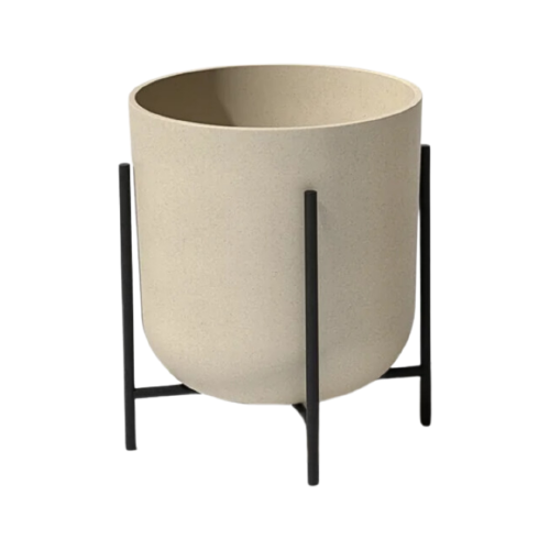 Mason Kona Sandstone Large Planter With Black Stand