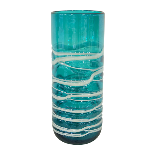 Blue Glass White Stripes Tall