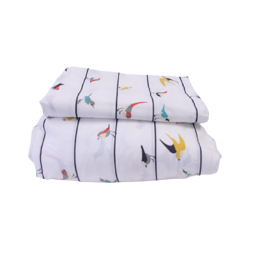 Twin White With Birds Duvet Set