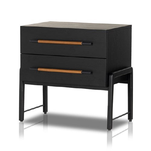 Nightstand - Rosedale Ebony Oak Veneer w/ Iron Base