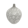 Bulbous Cream Floral Textured Grey Vase