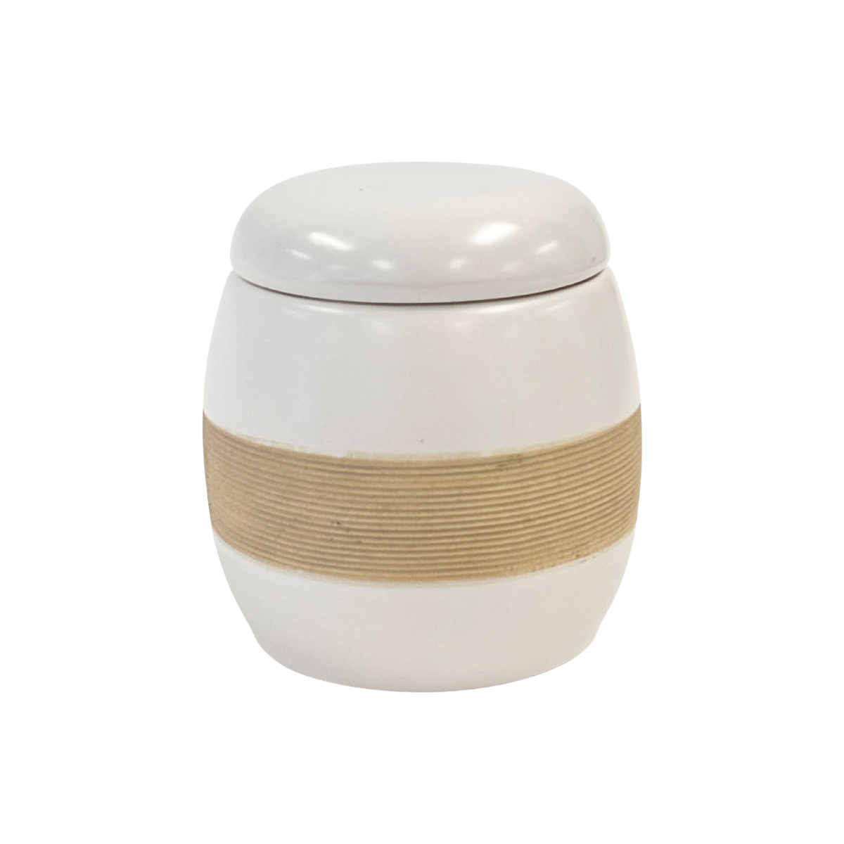 Cream and Tan Canister