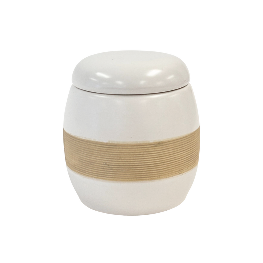 Cream and Tan Canister