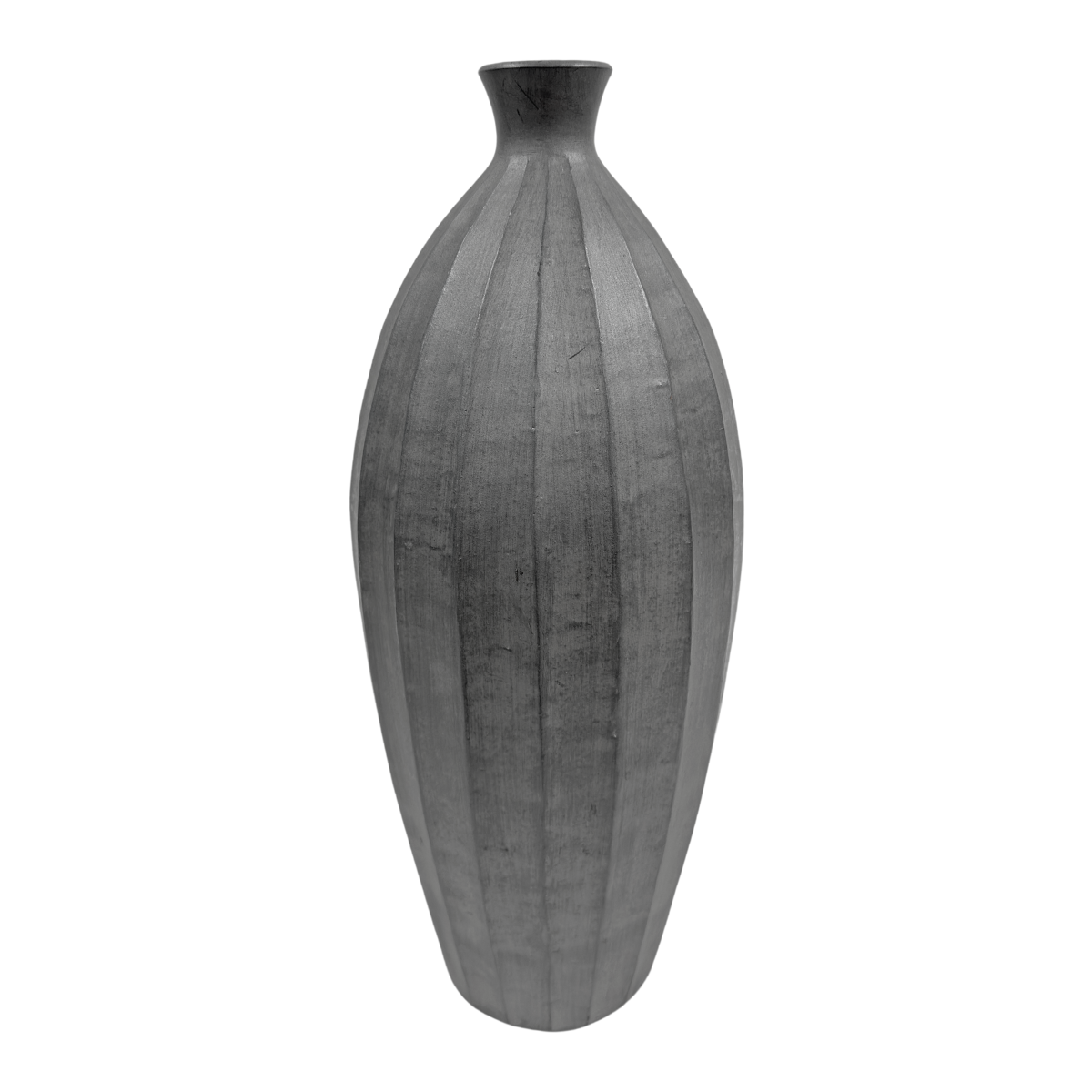 Ribbed Grey Tall Floor Vase