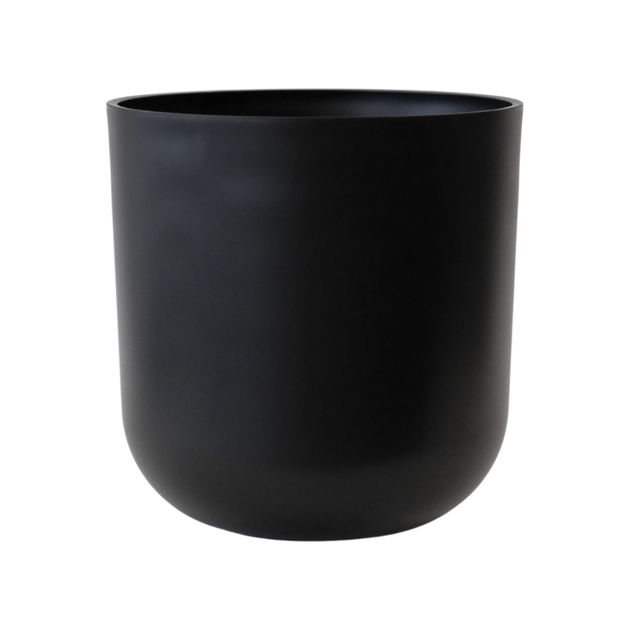 Black Matte Plastic-Stone Large Planter