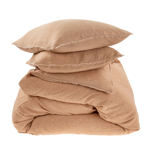Lina Linen Queen Terracotta Duvet Set