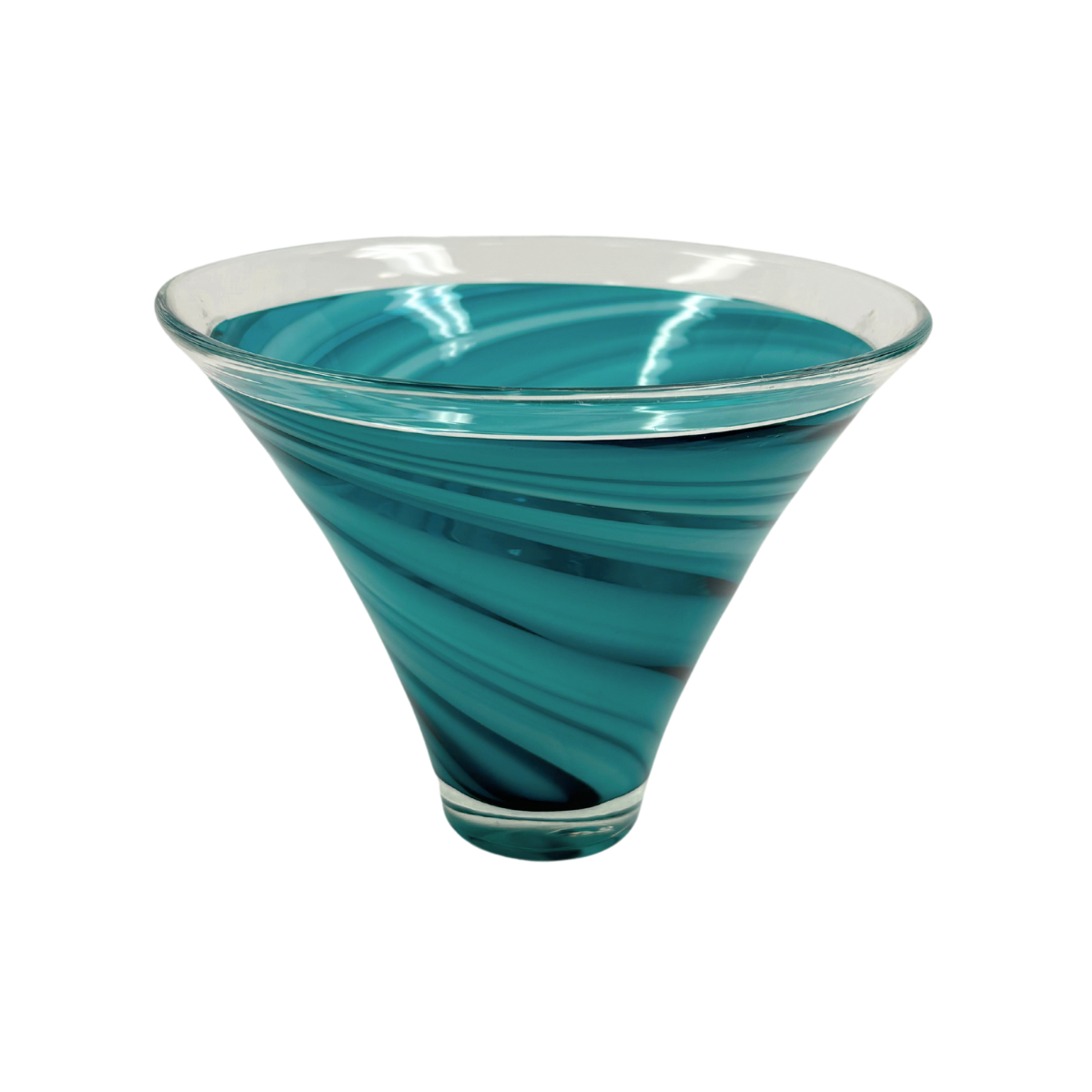 Teal Blue Spiral Swirl Vase