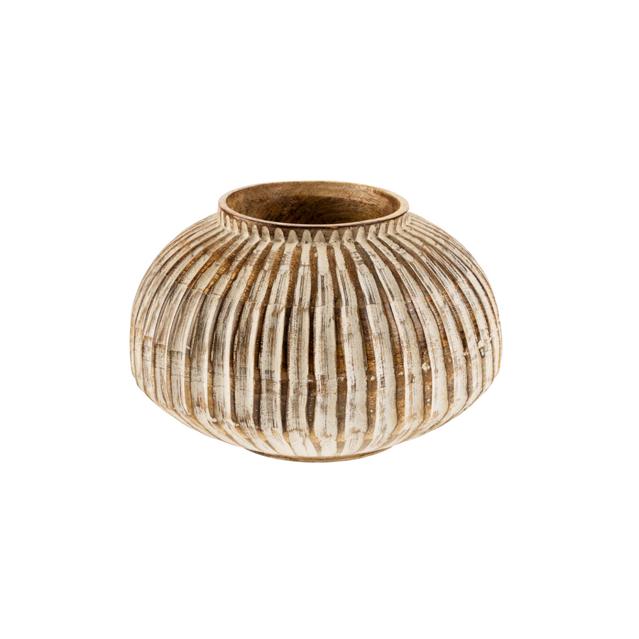 Esme Carved Wooden Large Vase