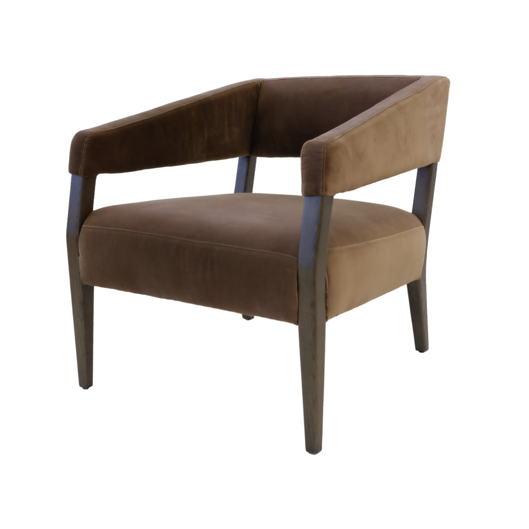 Gary Brown Accent Chair Velvet With Oak Frame