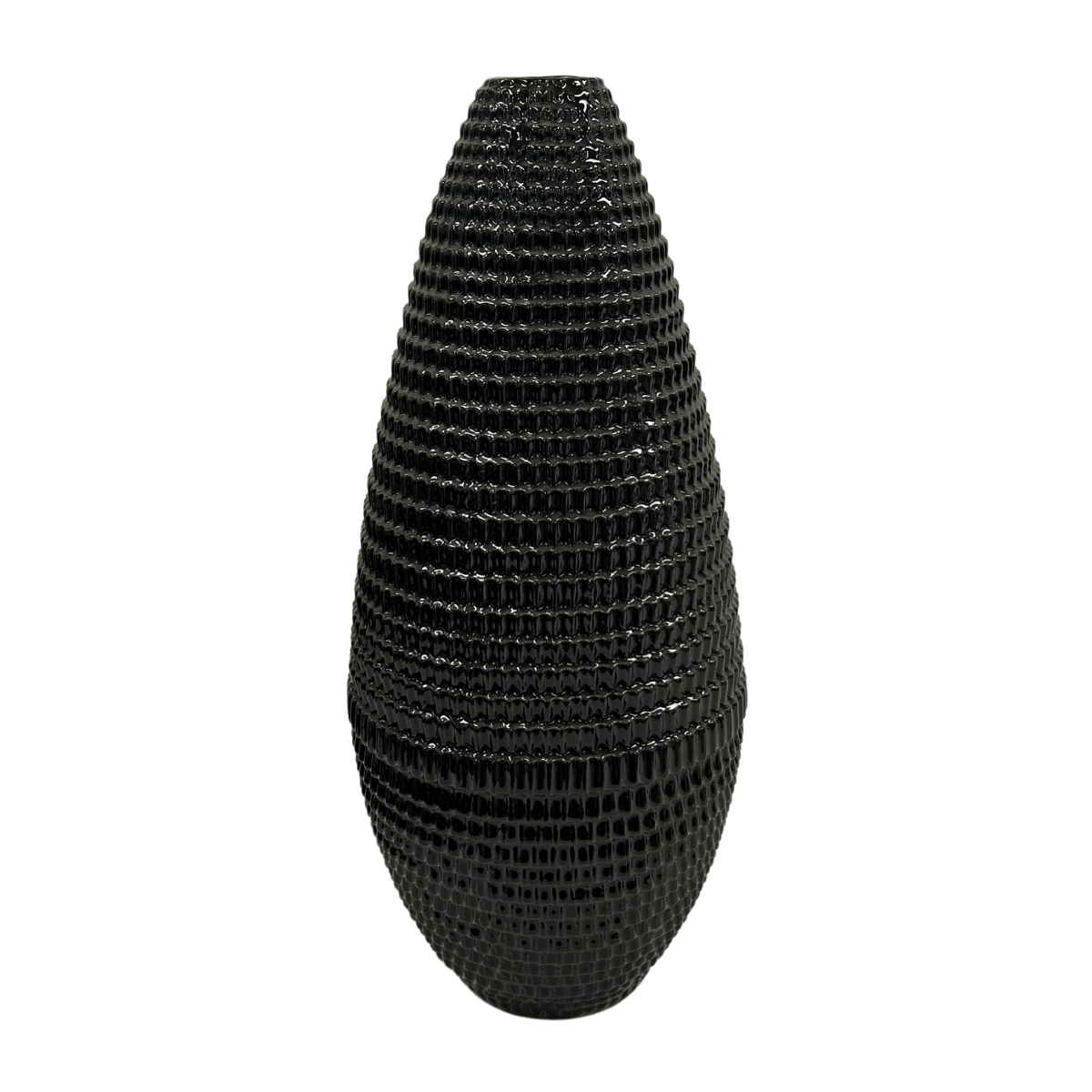 Textured Ceramic Egg Black Vase
