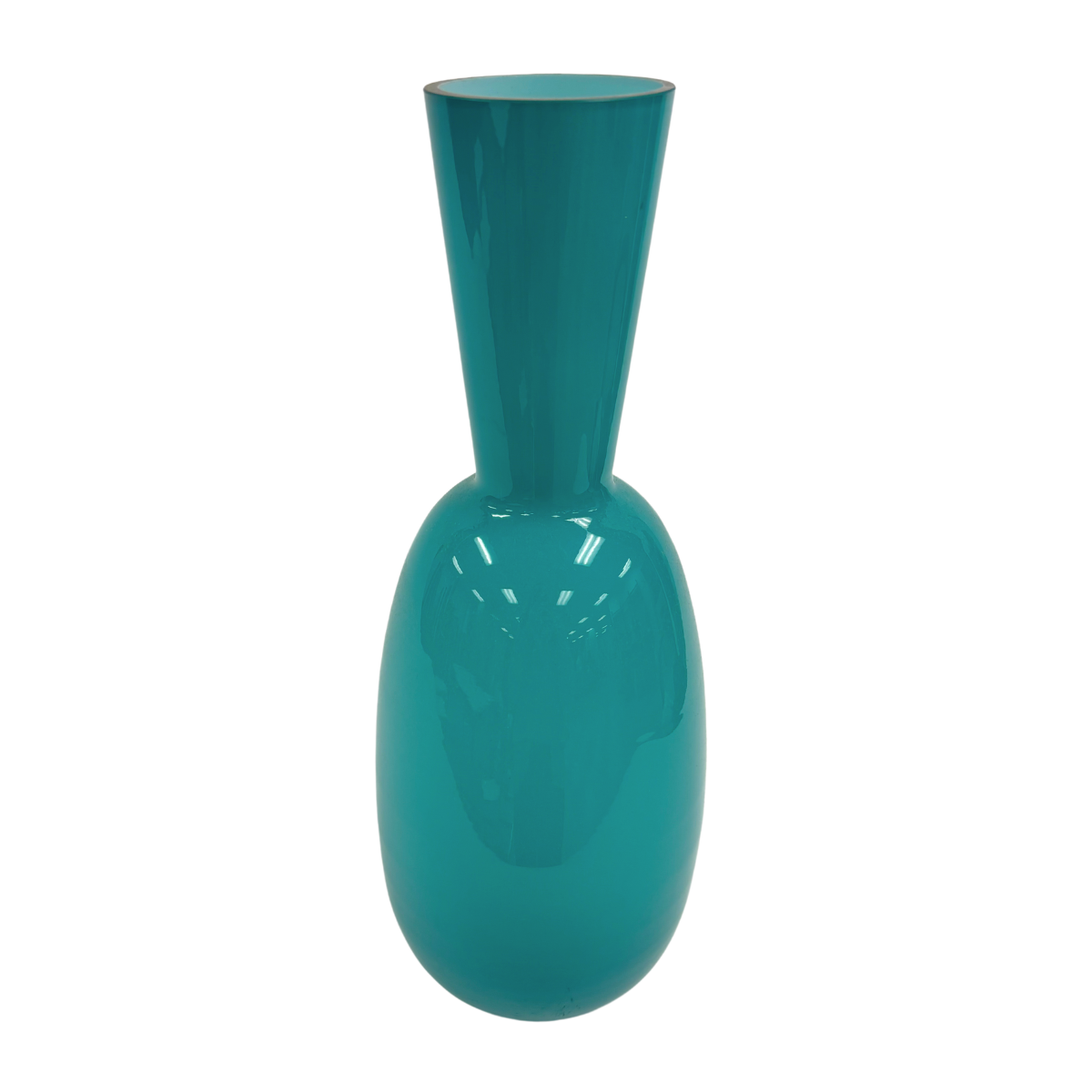 Small Glass Teal Blue Flare Top Vase