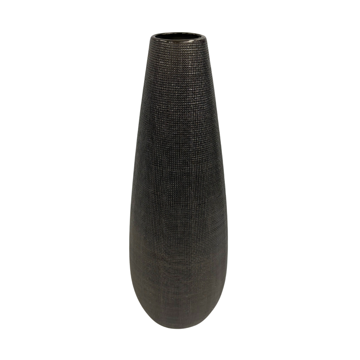 Large Grey/Silver Grid Pattern Vase