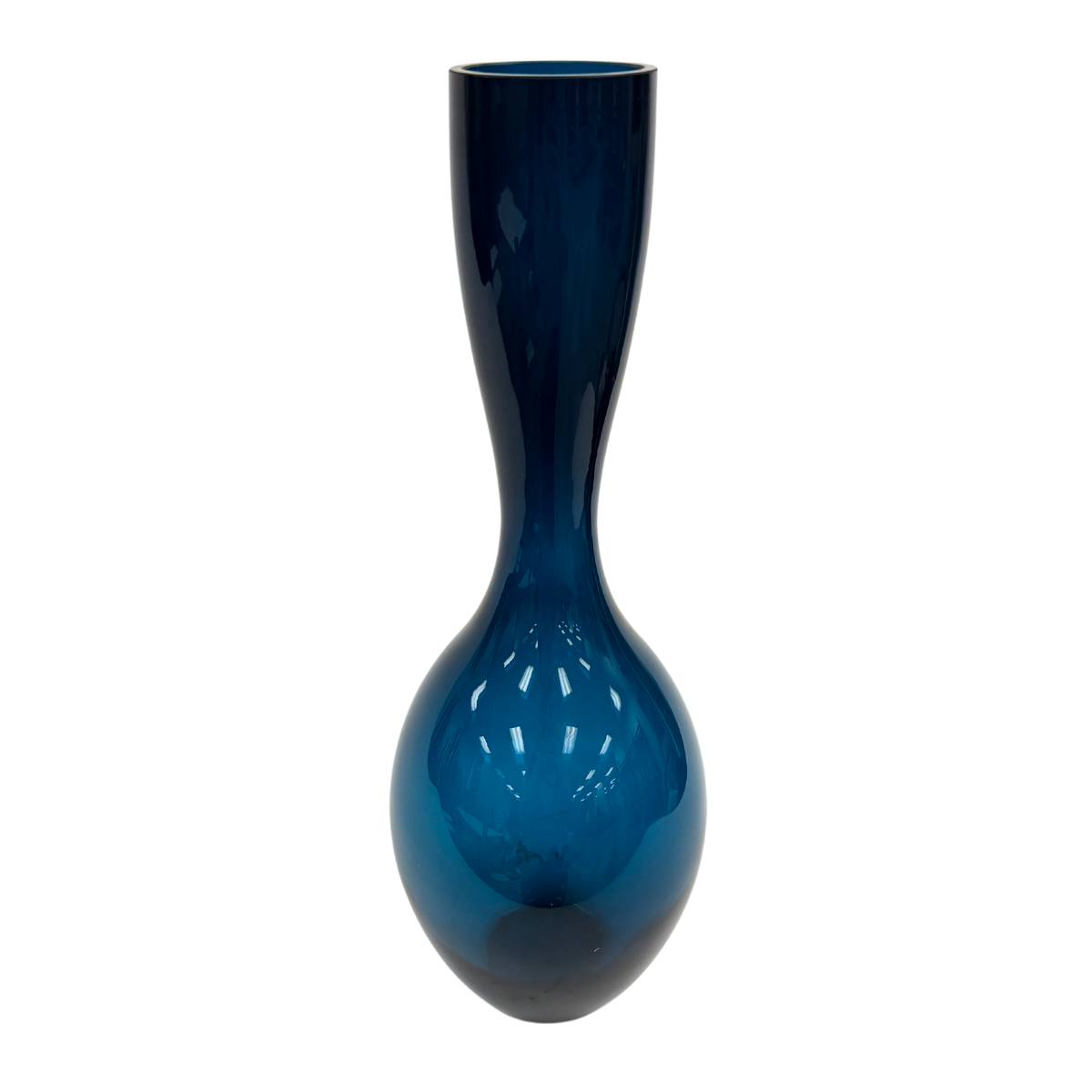 Large Blue Fluted Glass Vase