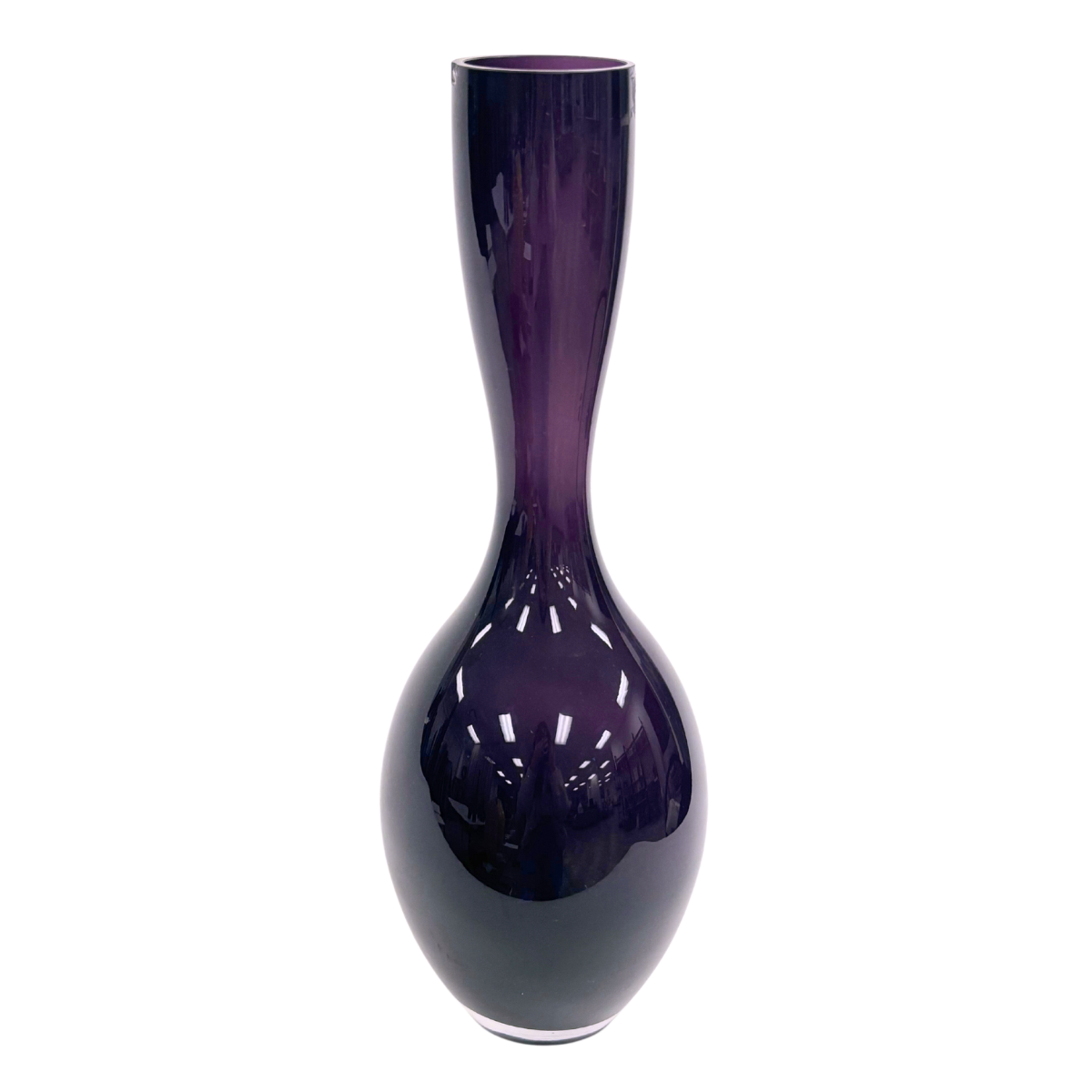 Large Purple Fluted Glass Vase