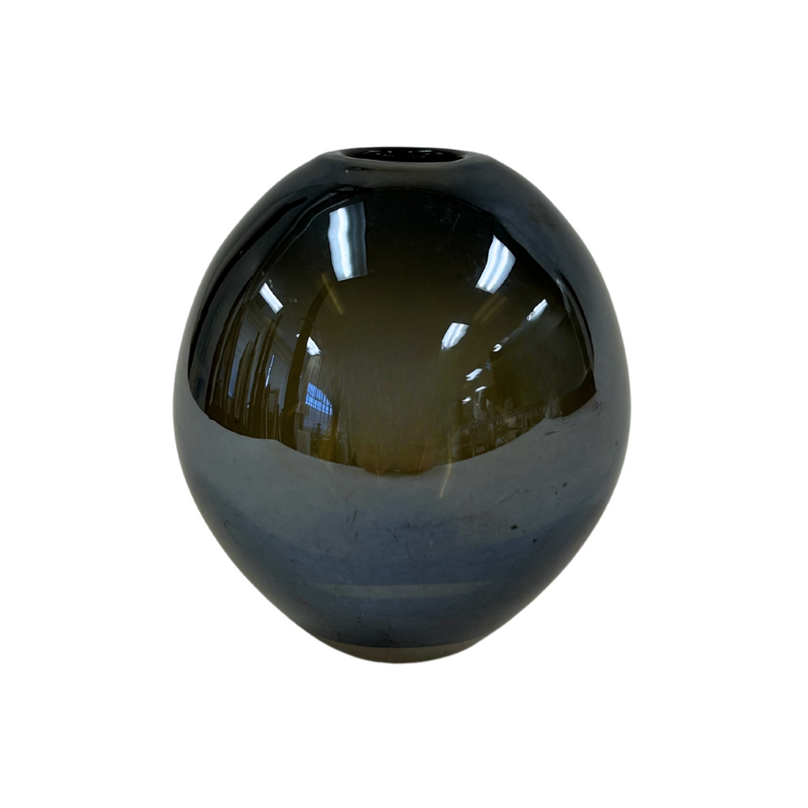 Dark Blue Shiny Bud Circular Shape Vase