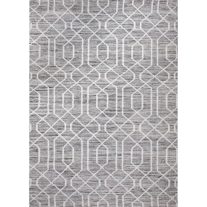 Rosemary Grey Geometric Wool-Blend Rug