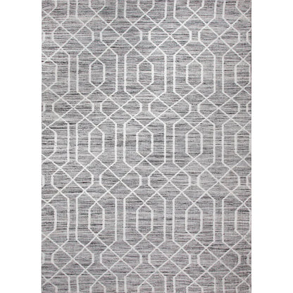 Rosemary Grey Geometric Wool-Blend Rug