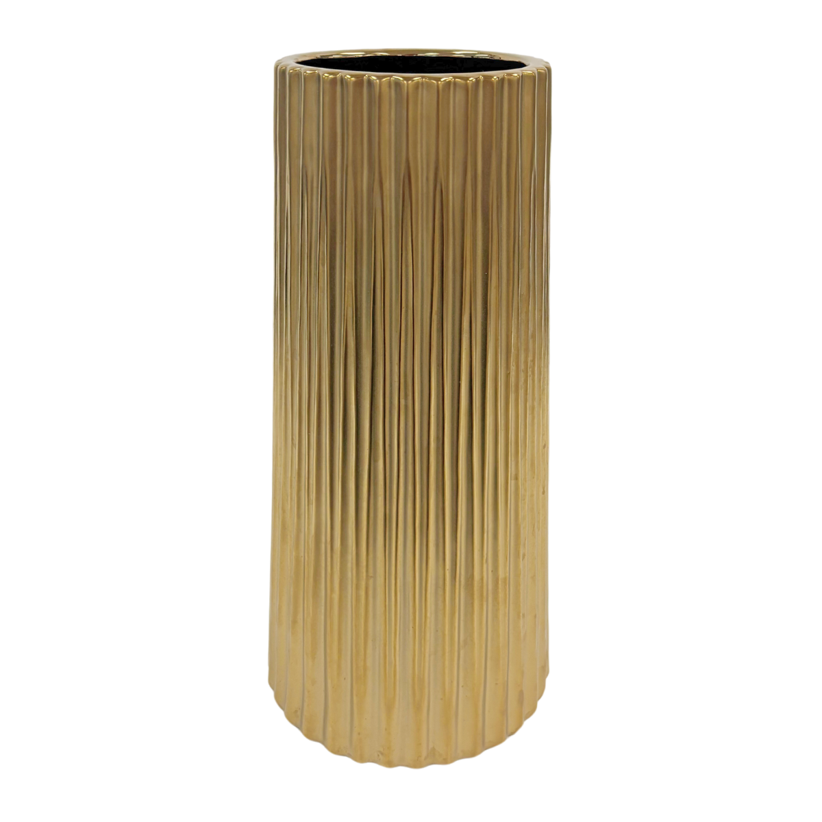 Gold Tapered Ribbed Vase