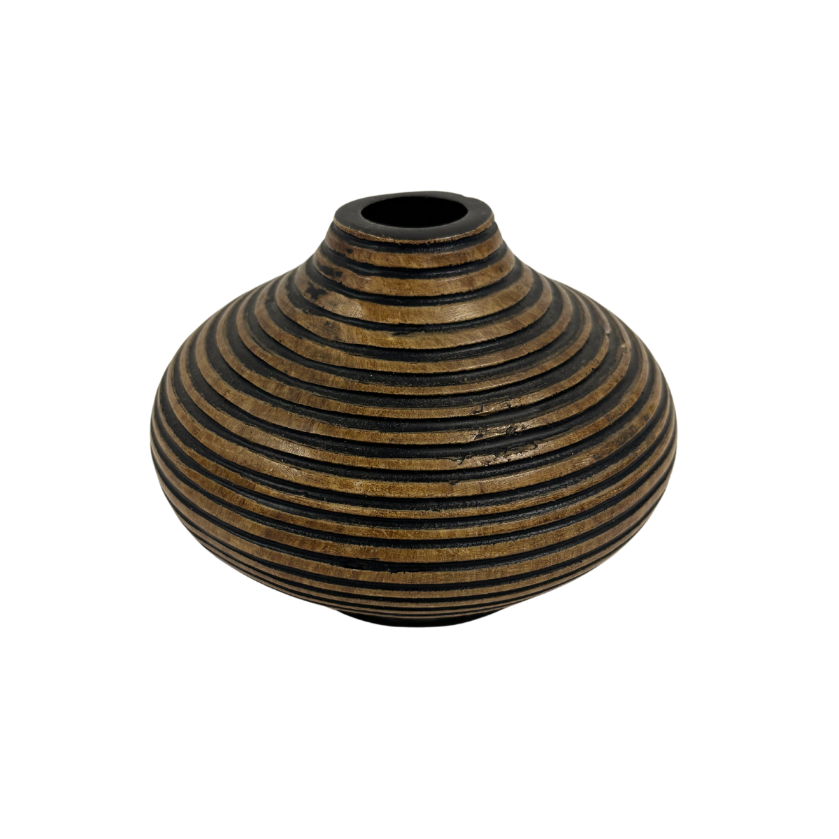 Mini Brown Vase w/ Black Stripes