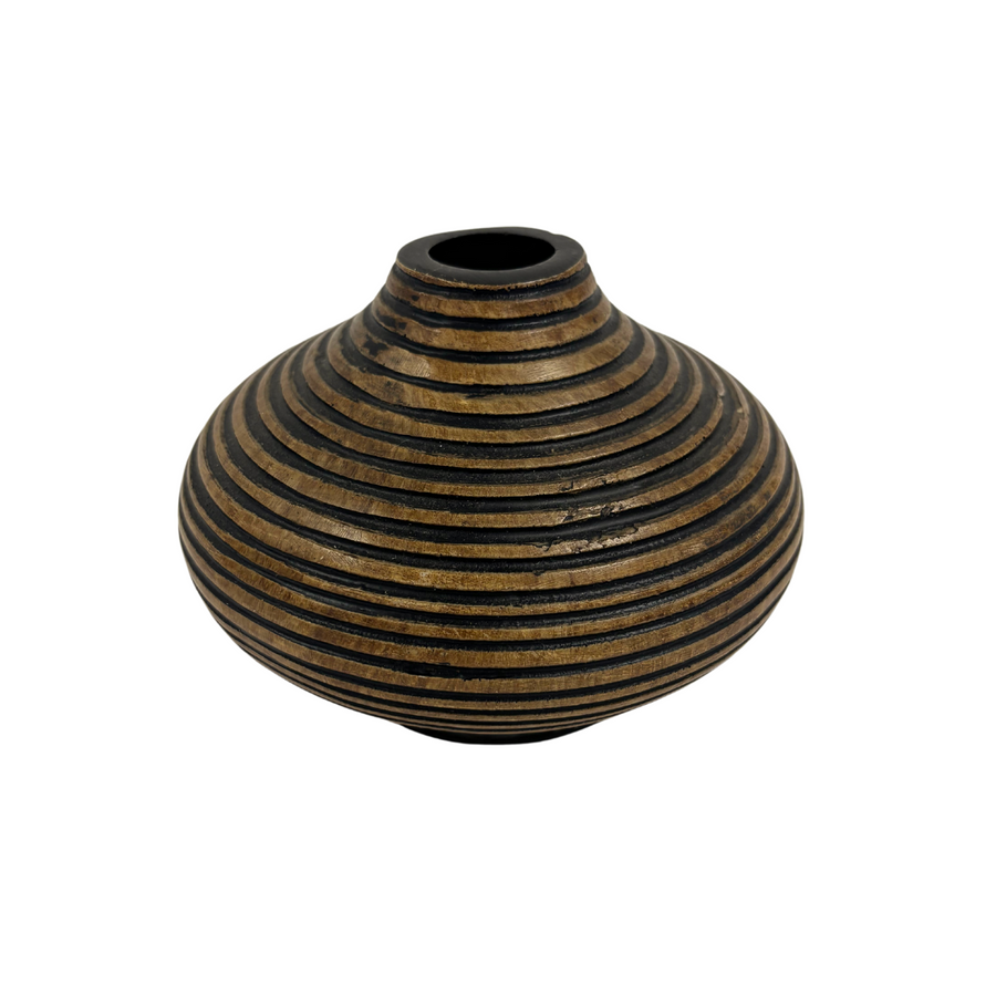 Mini Brown Vase w/ Black Stripes