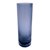 Large Blue Glass Cylinder Vase w/ Lines