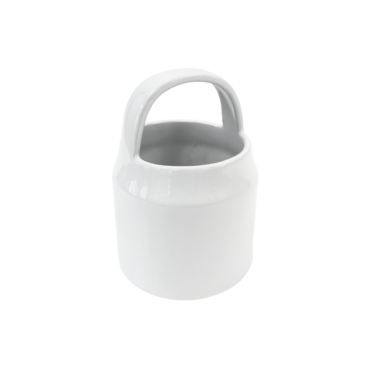 Small White Cylinder Vase w/ Handle