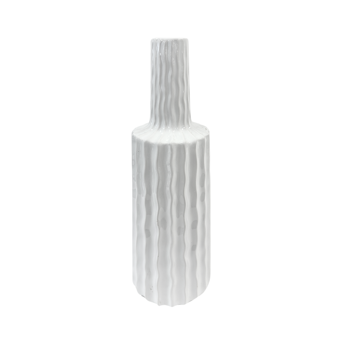 Large White Wavy Textured Vase