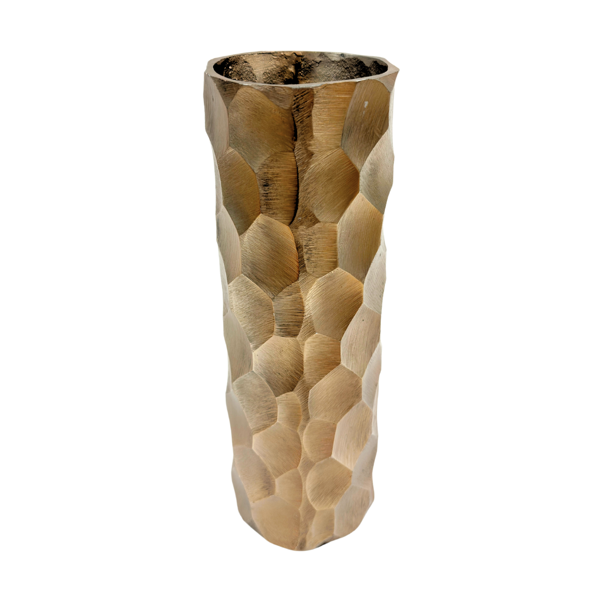 Medium Gold Dented Cylinder Vase