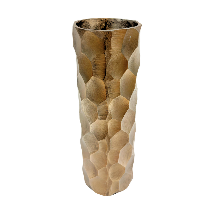 Medium Gold Dented Cylinder Vase