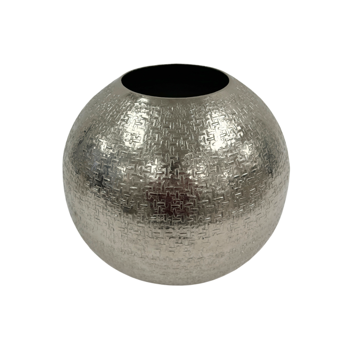 Silver Round Textured Vase
