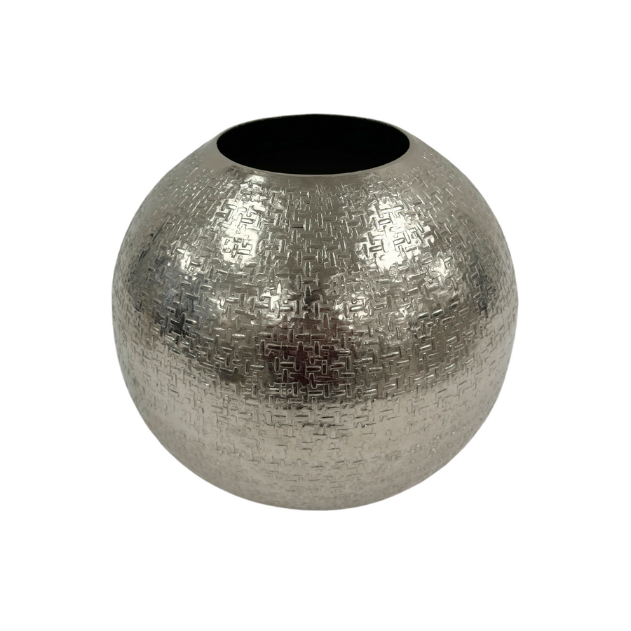 Silver Round Textured Vase