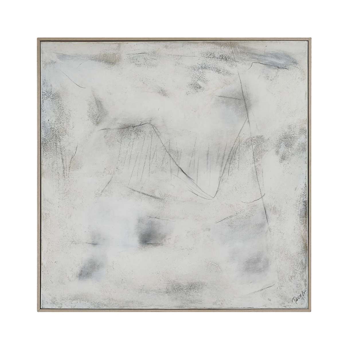 CLEARED Textured Grey & Cream With Light Wooden Frame