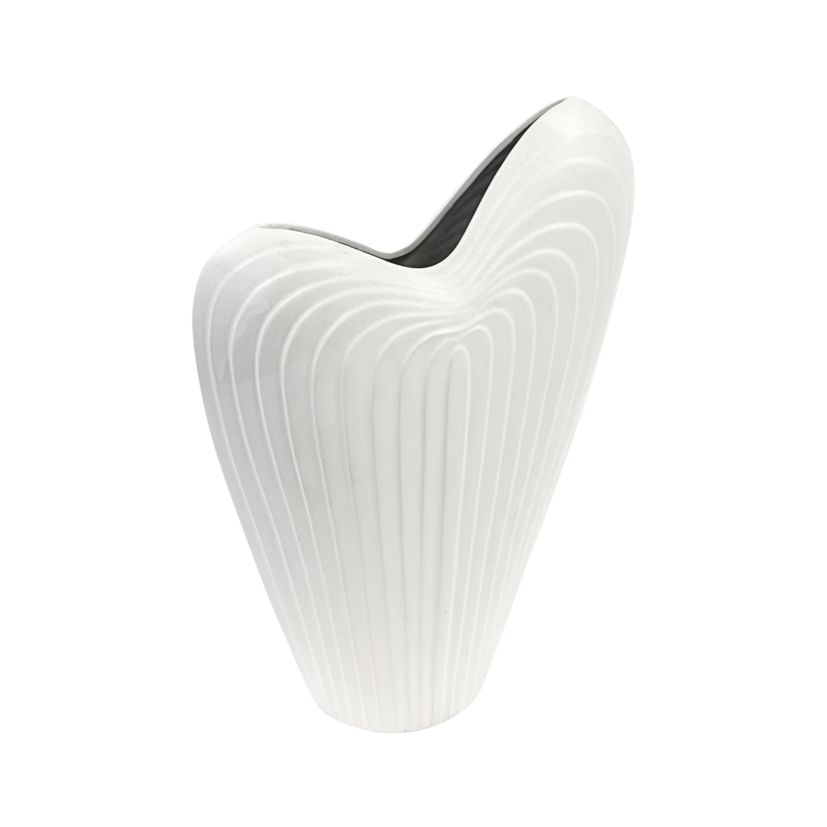 Large White Camel Top Vase w/ Ribs