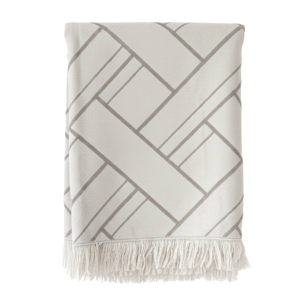 Luna Reversible Knit Geometric Pattern Grey Throw