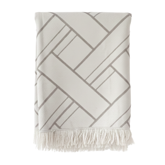 Luna Reversible Knit Geometric Pattern Grey Throw