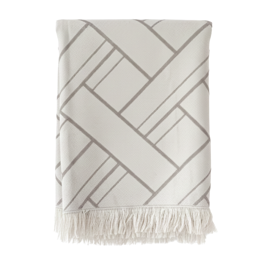 Luna Reversible Knit Geometric Pattern Grey Throw